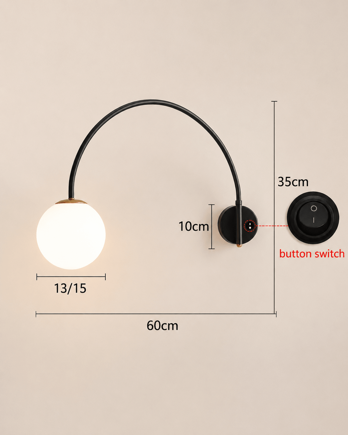 Yumi | Arc Frosted Globe Wall Sconce - Luma House
