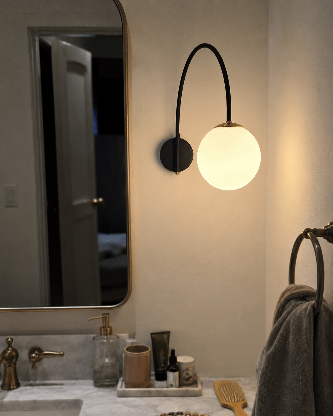 Yumi | Arc Frosted Globe Wall Sconce - Luma House